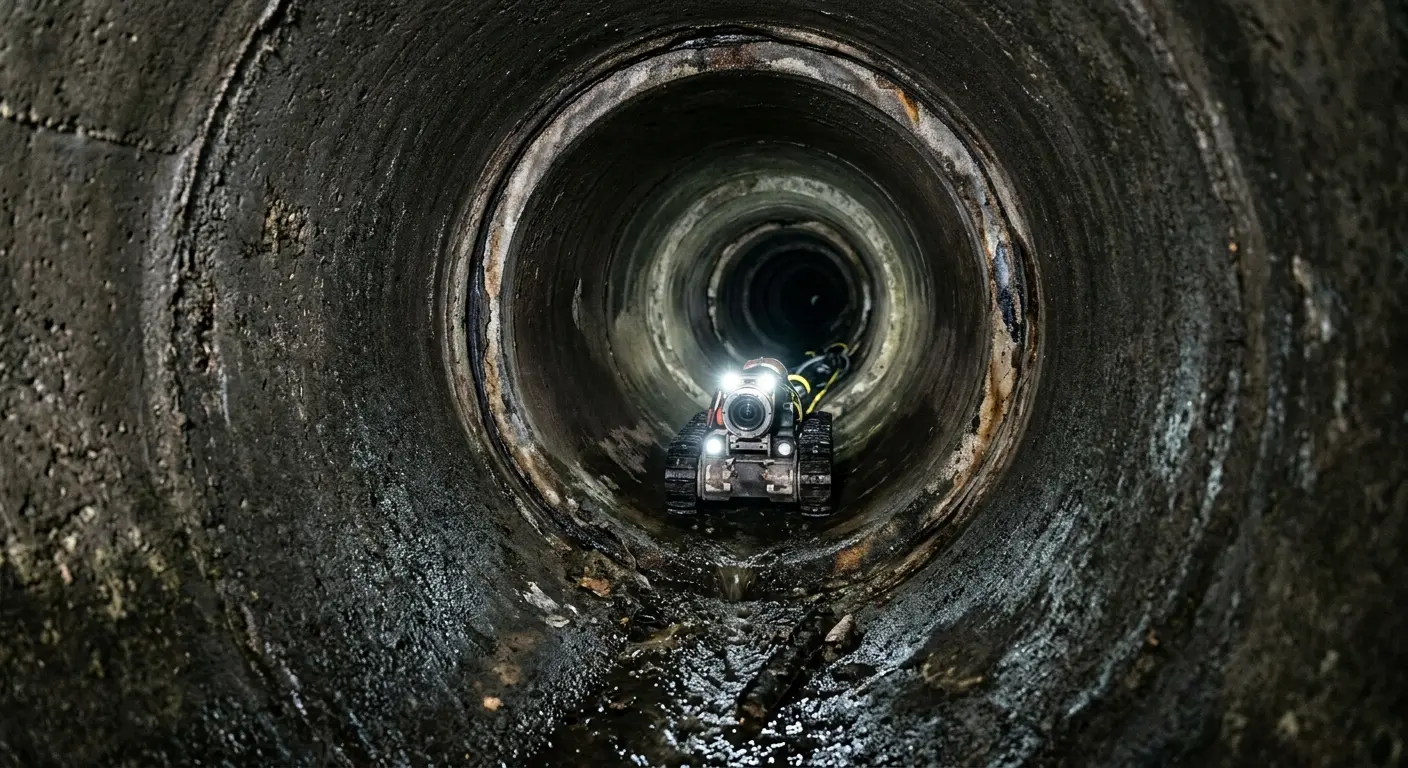 Robotic sewer camera inspecting pipe interior for Sewer Line Repair in Norway